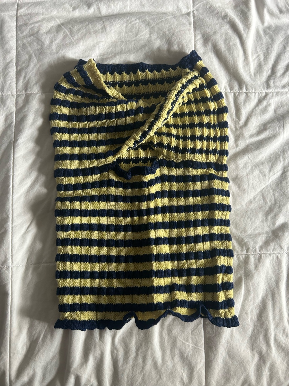 Free People Yellow and Navy Striped Crop Top